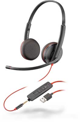 Plantronics Blackwire C3225 Stereo 3.5mm/USB-A Headset 